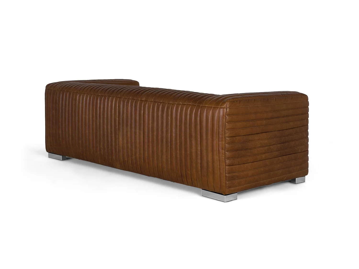 3-sits lädersoffa i vintagestil med stålben