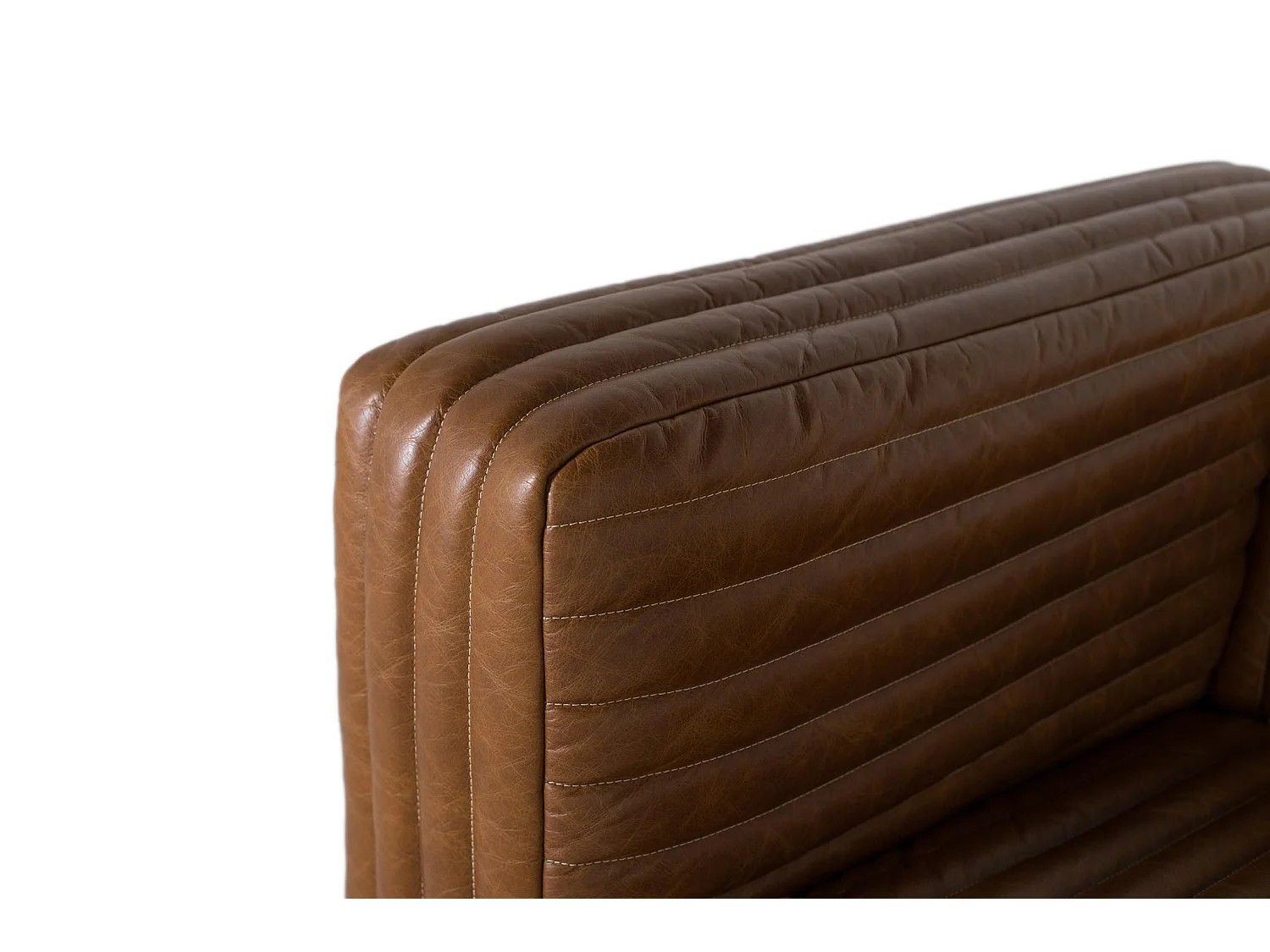 3-sits lädersoffa i vintagestil med stålben