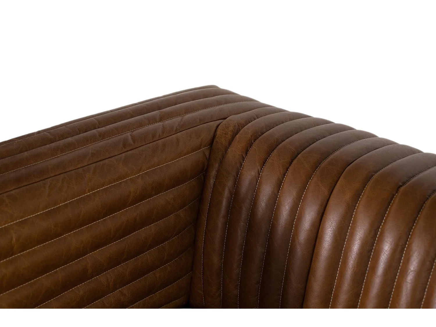 3-sits lädersoffa i vintagestil med stålben