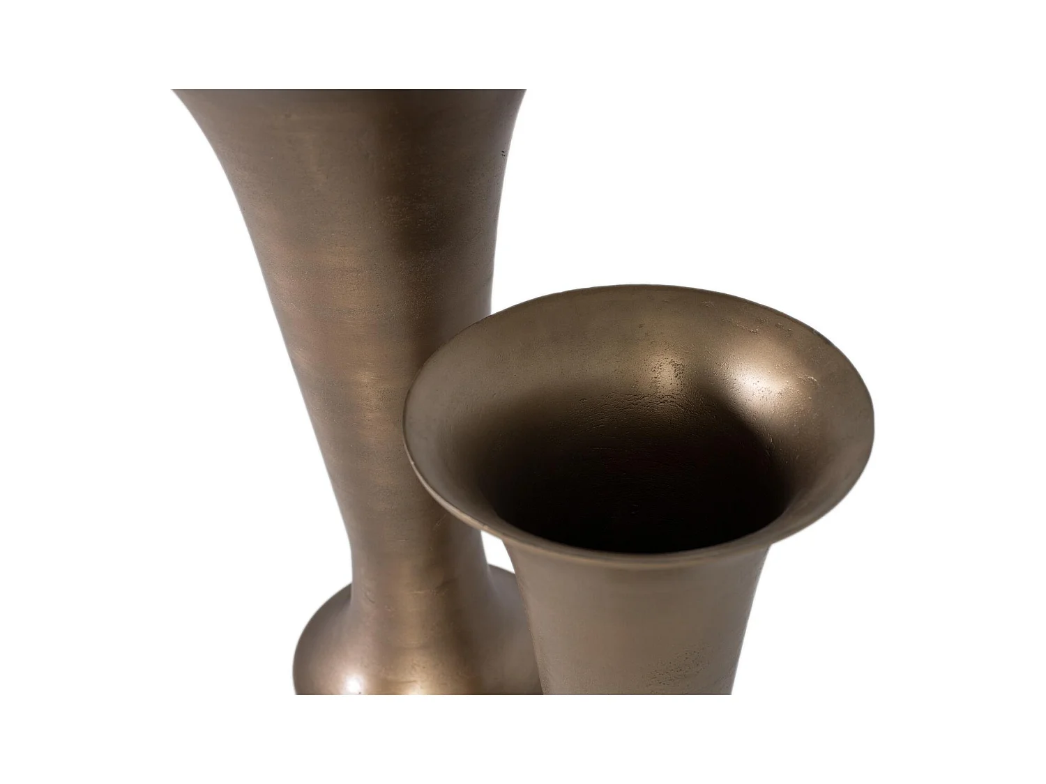 Ensemble de deux vases en aluminium avec finition bronze