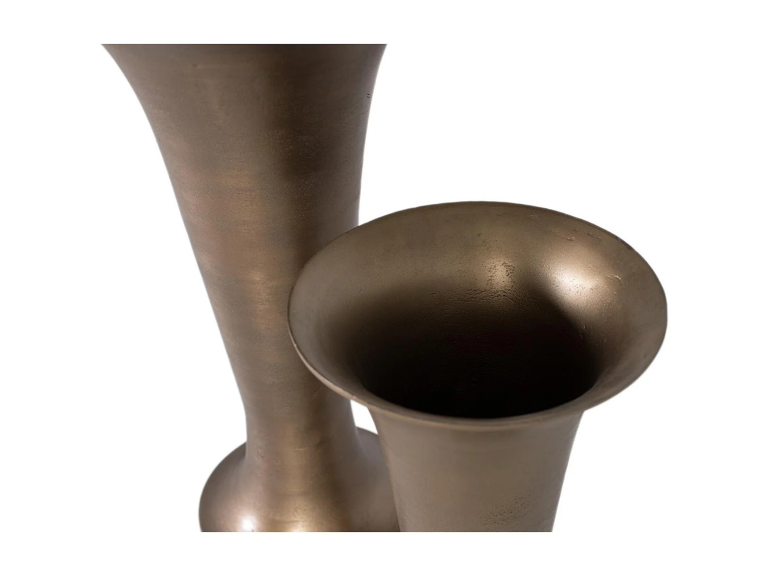 Ensemble de deux vases en aluminium avec finition bronze