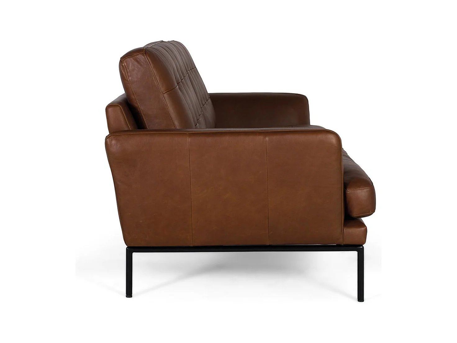 Canapé 3 places en cuir de style vintage avec pieds en métal