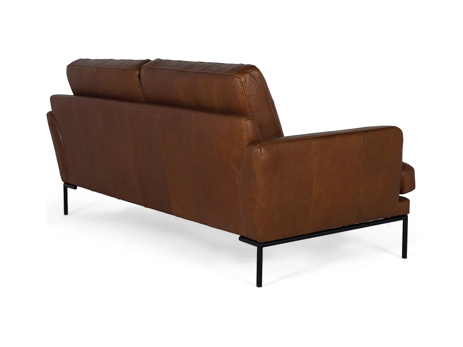 Canapé 3 places en cuir de style vintage avec pieds en métal