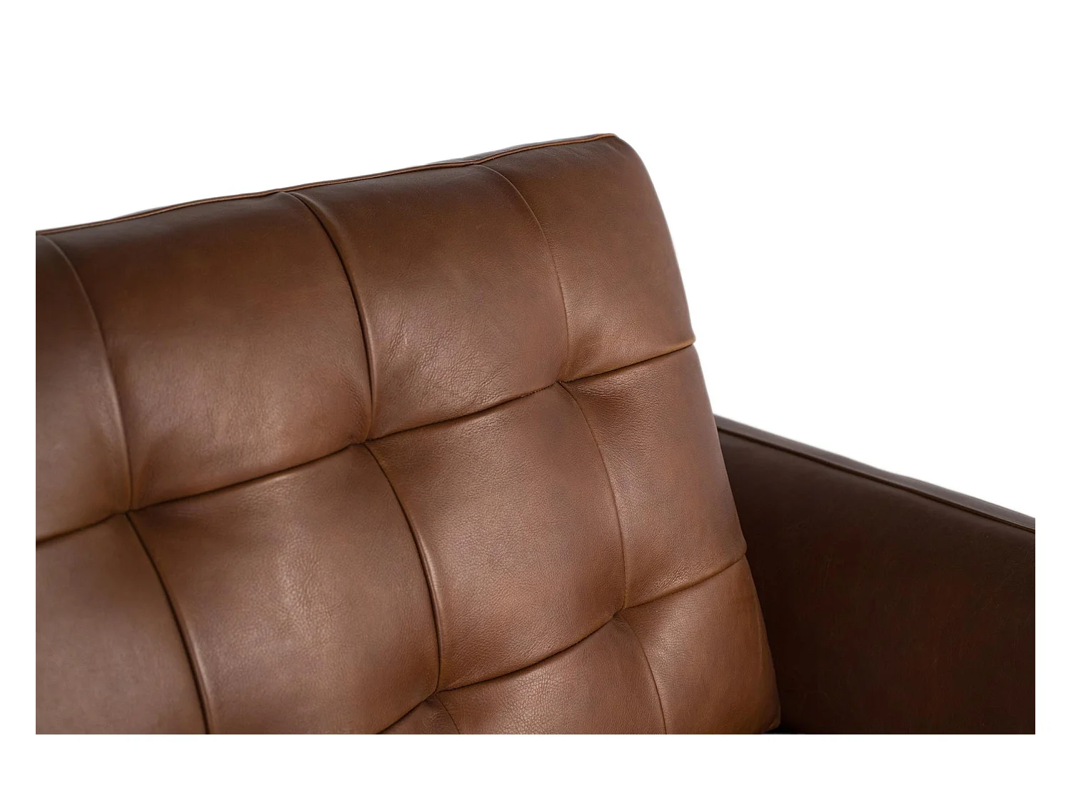 Canapé 3 places en cuir de style vintage avec pieds en métal