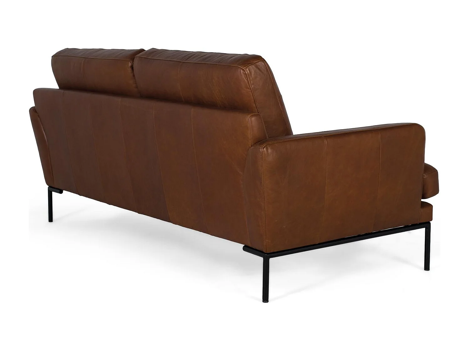 Sofá tapizado en piel estilo vintage y patas de metal 3 plazas