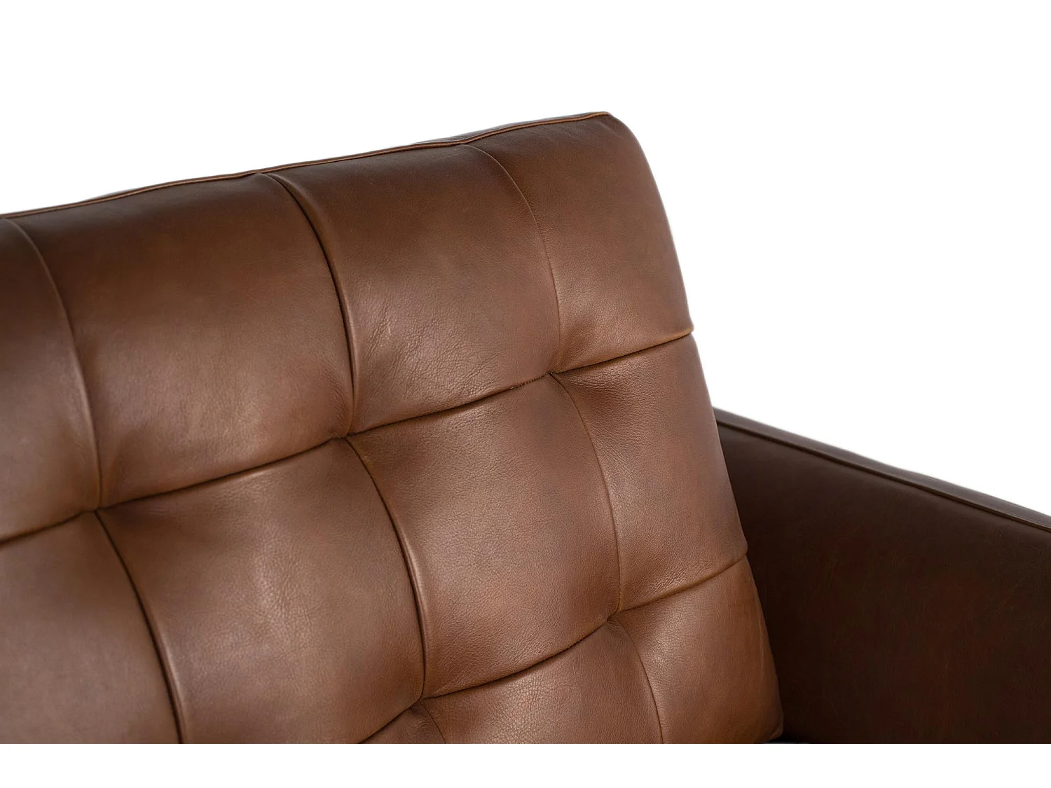 Sofá tapizado en piel estilo vintage y patas de metal 3 plazas