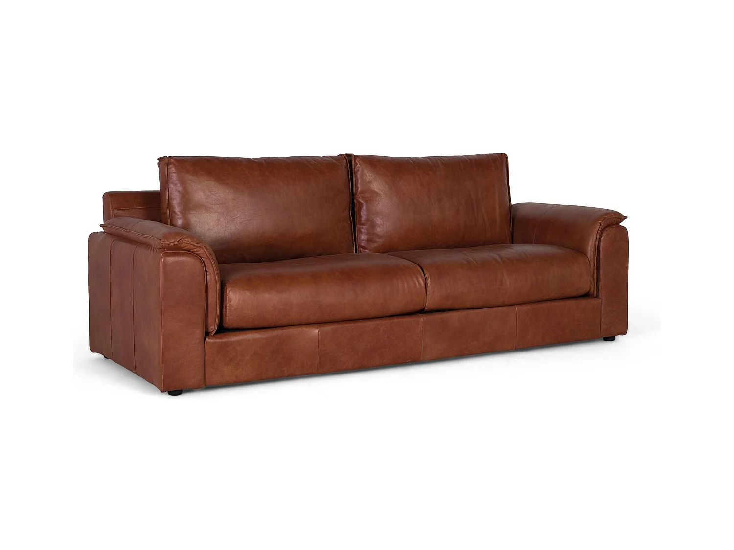 Canapé 3 places de style vintage recouvert de cuir naturel