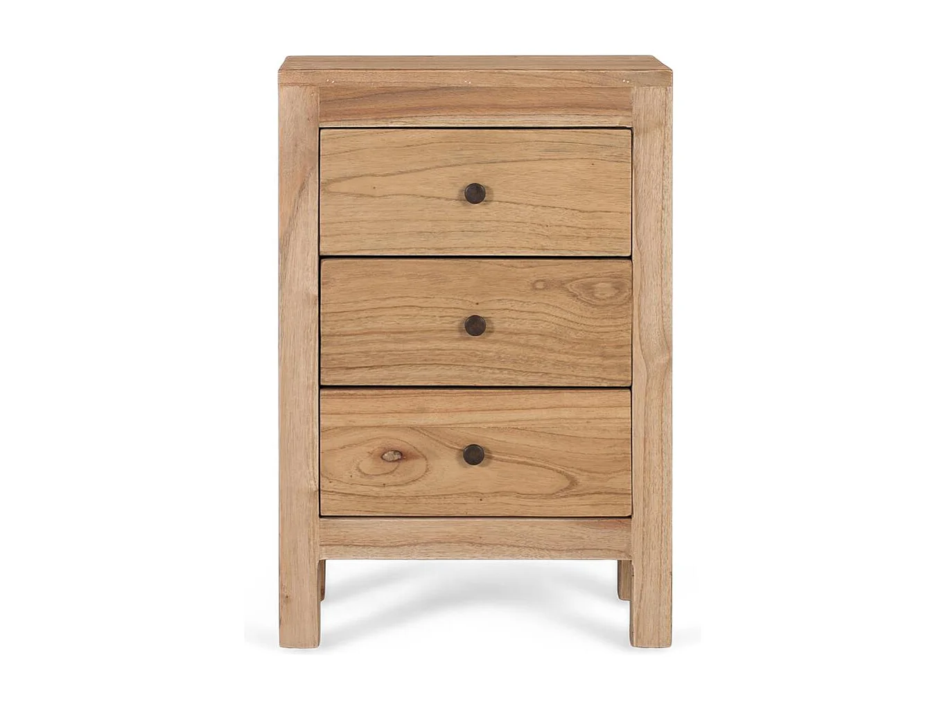 Nachttisch aus massivem Mindiholz mit 3 Schubladen