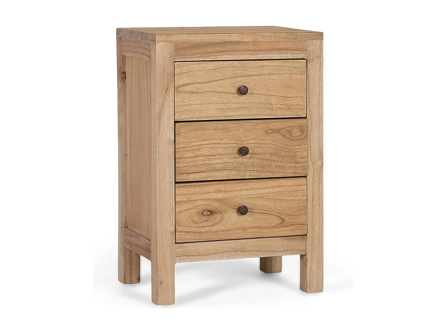 Nachttisch aus massivem Mindiholz mit 3 Schubladen