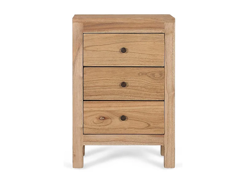 Nachttisch aus massivem Mindiholz mit 3 Schubladen
