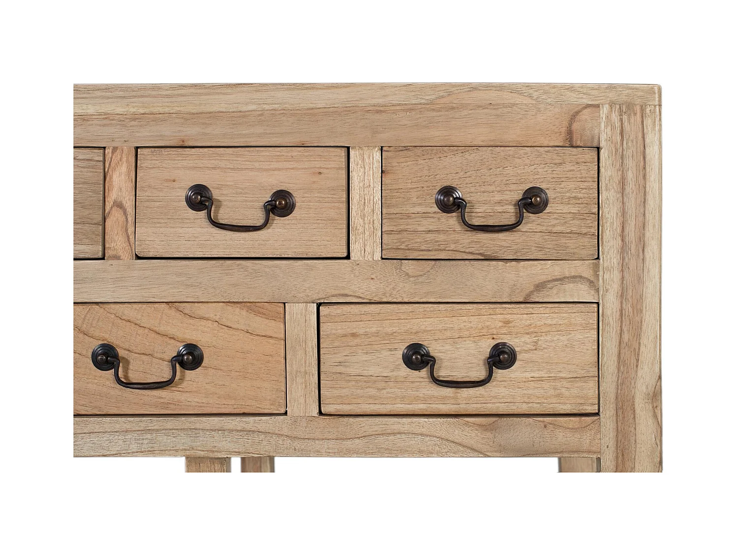 Konsola wykonana z litego drewna mindi z 9 szufladami