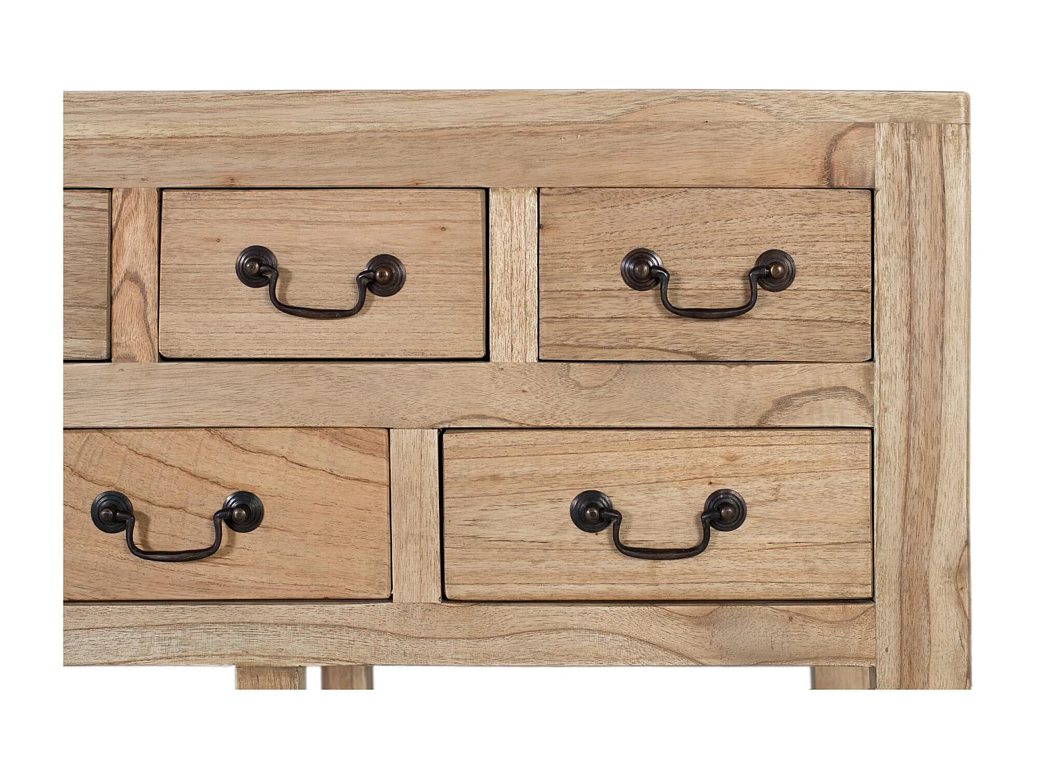 Console en bois de mindi massif avec 9 tiroirs