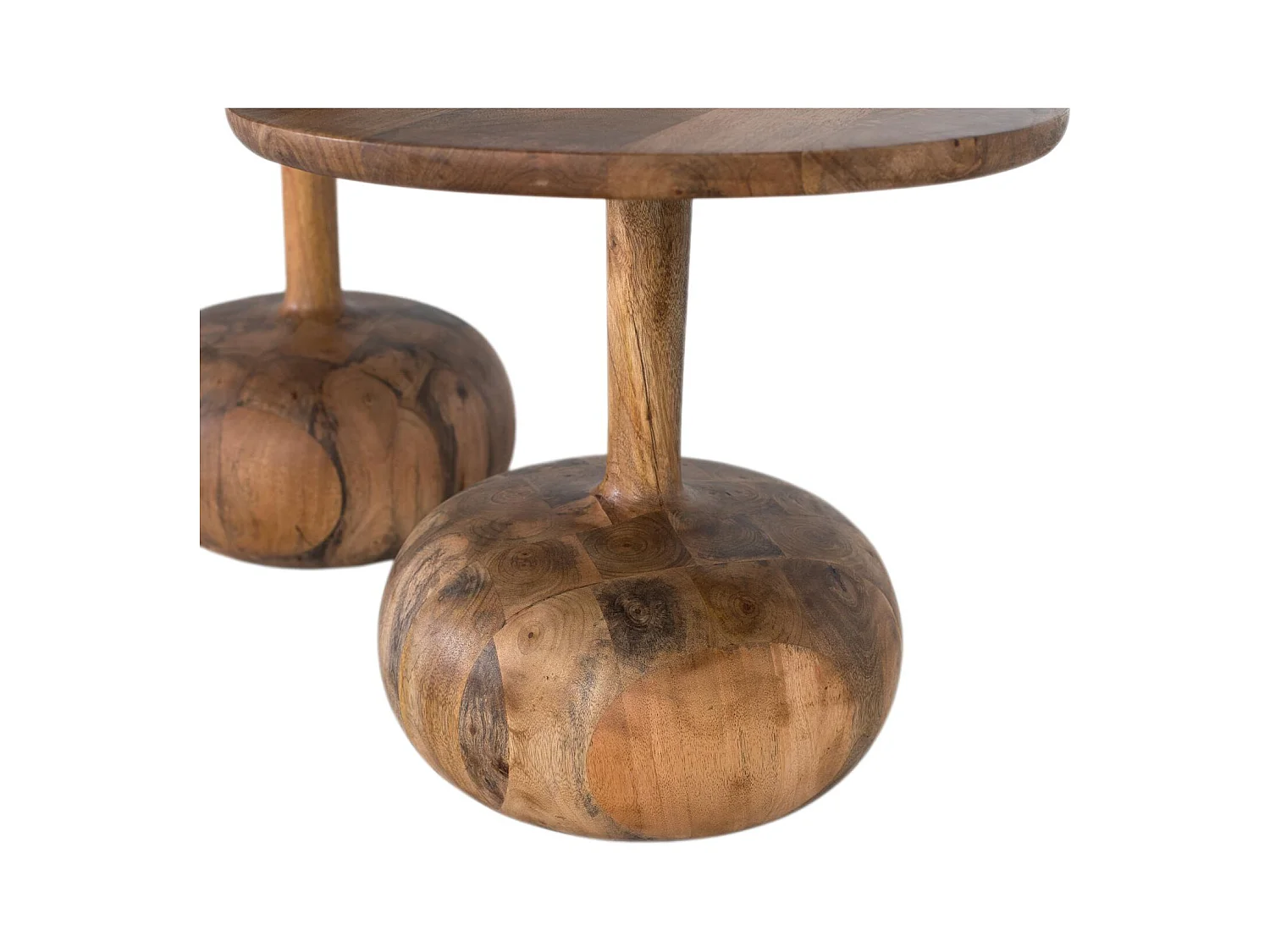 Lot de deux tables d'appoint en bois de manguier massif