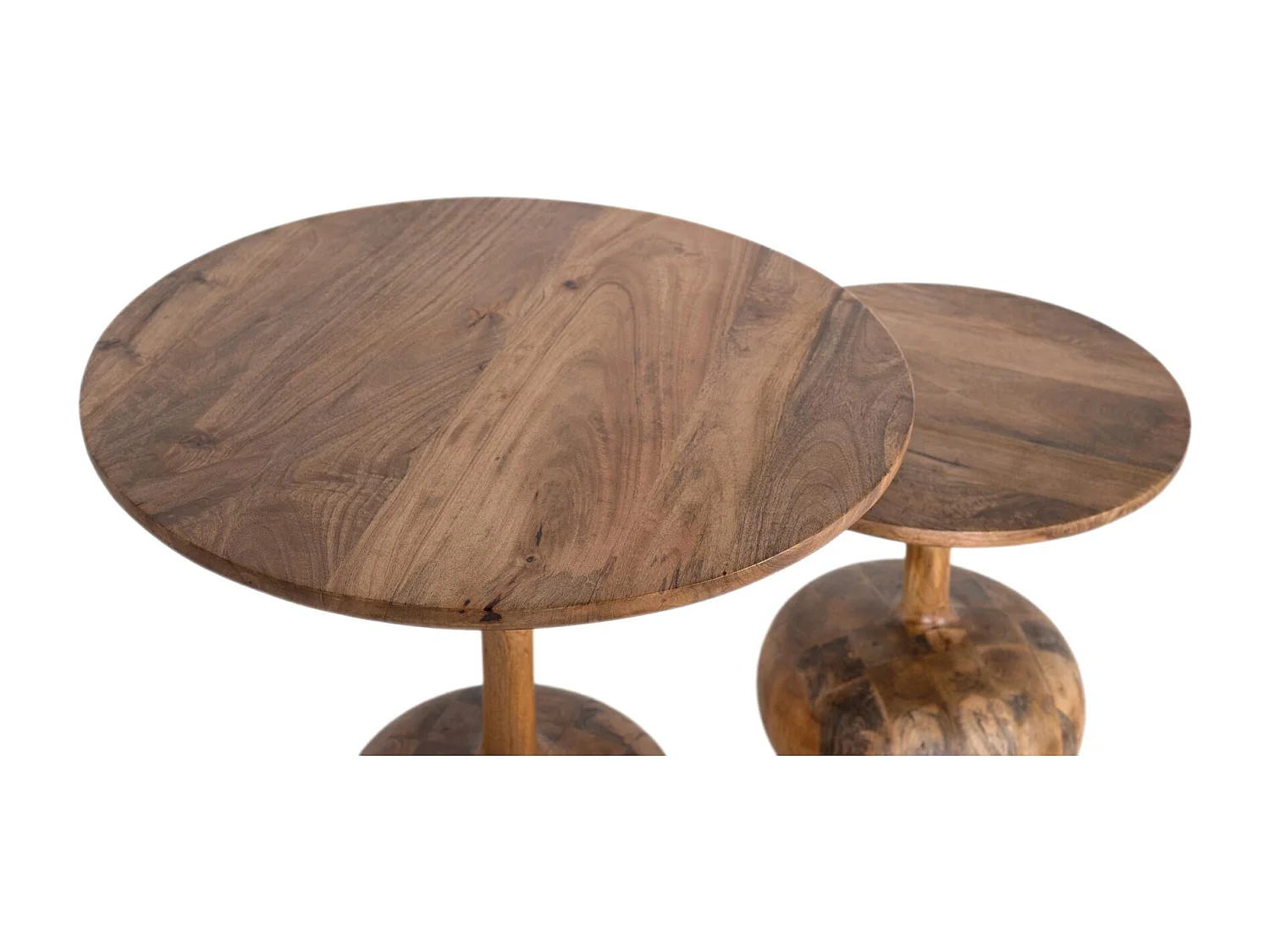 Set di due tavolini laterali in legno massello di mango