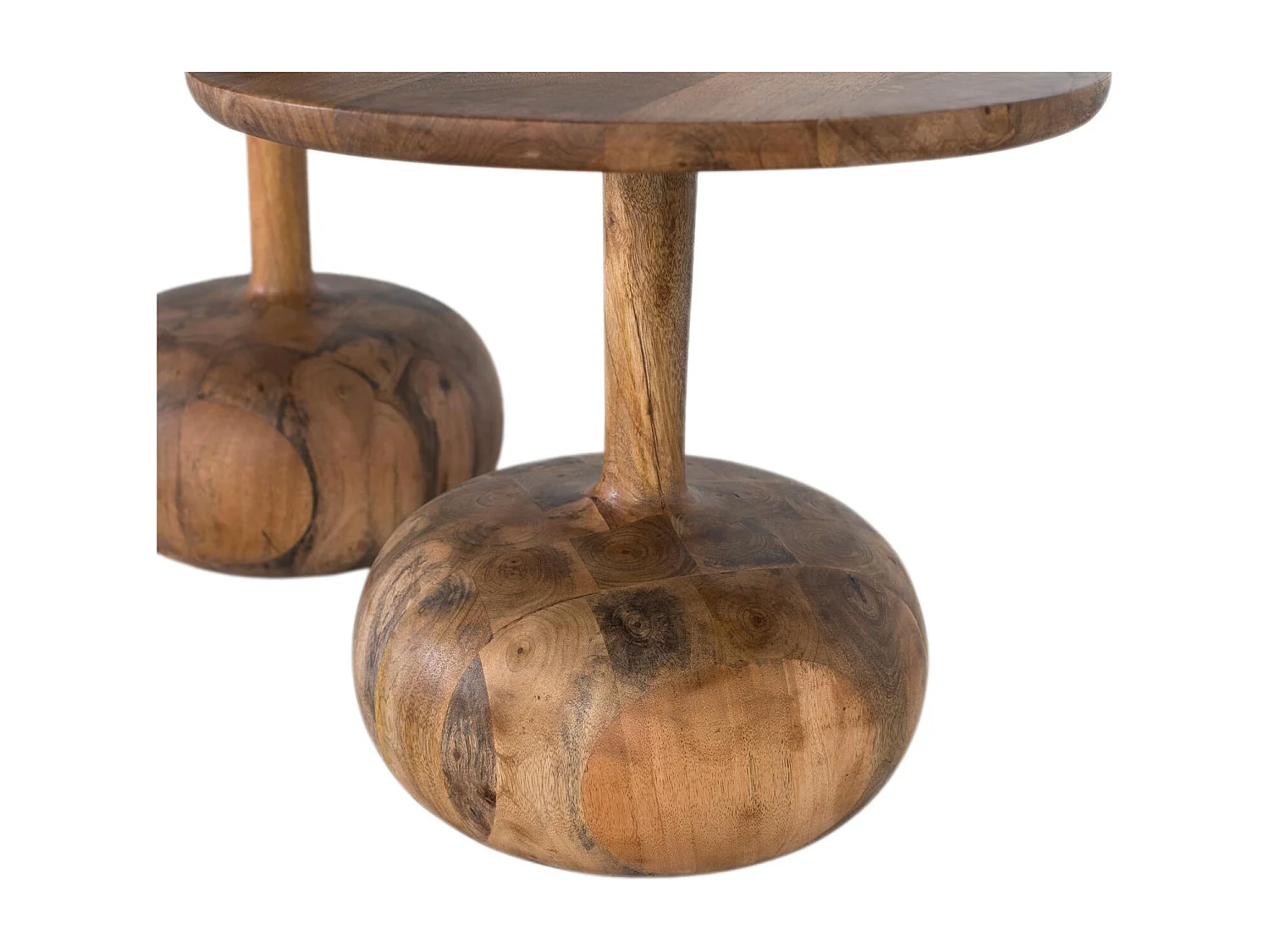 Set di due tavolini laterali in legno massello di mango