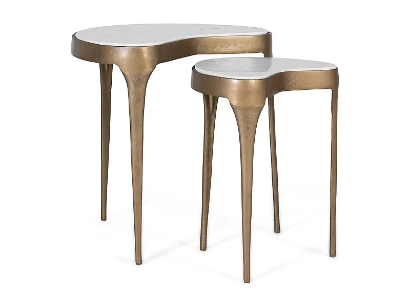 Ensemble de deux tables d'appoint cylindriques à bords arrondis