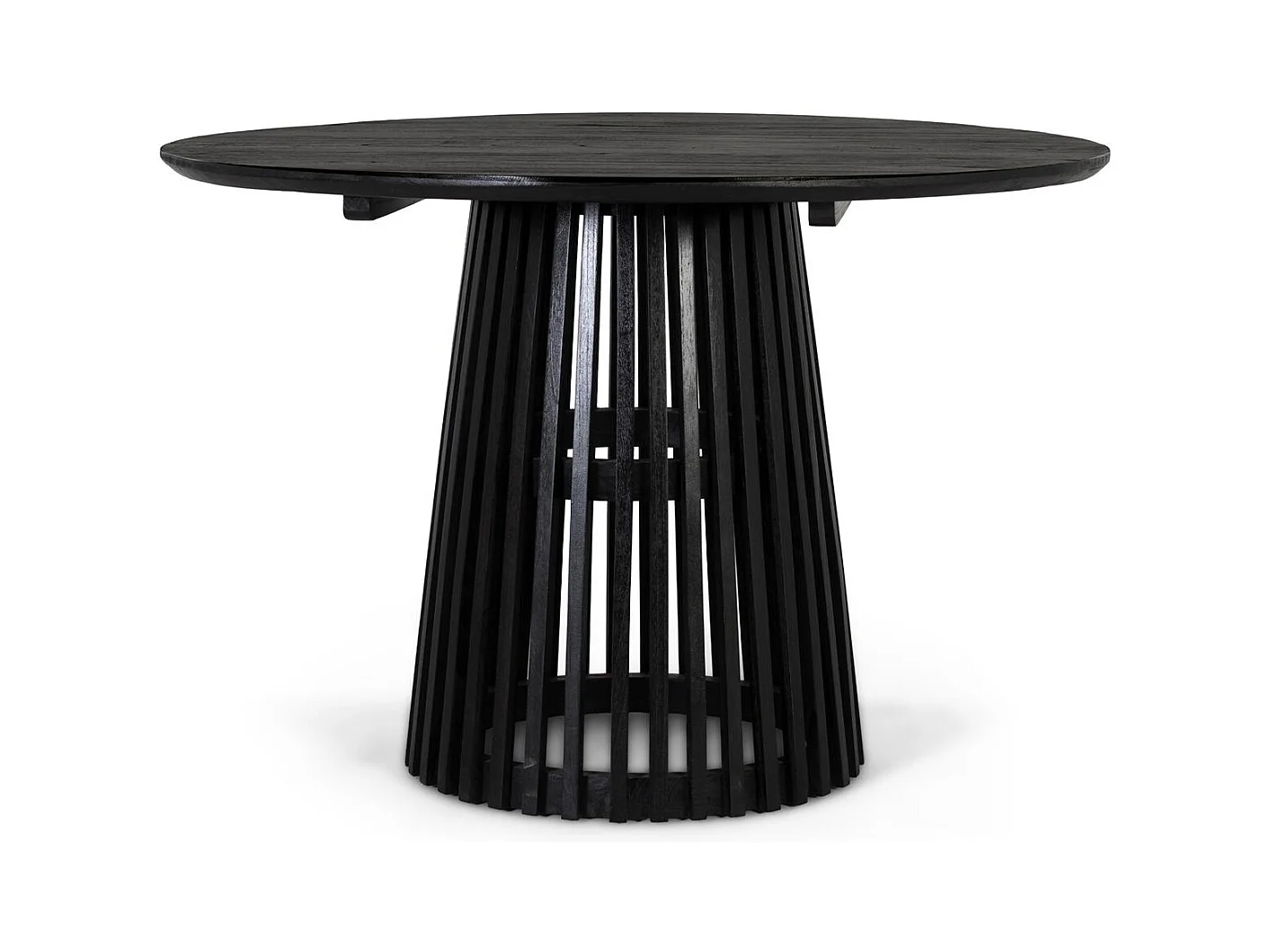 Okrągły stół jadalny z drewna mindi i podstawą kratową 120 cm