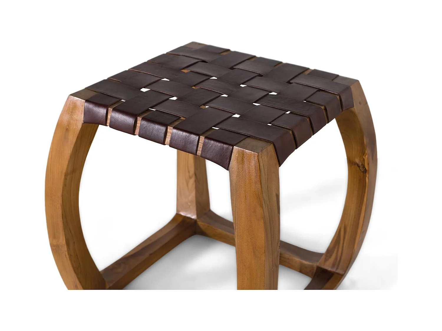 Tabouret artisanal en bois de mindi massif