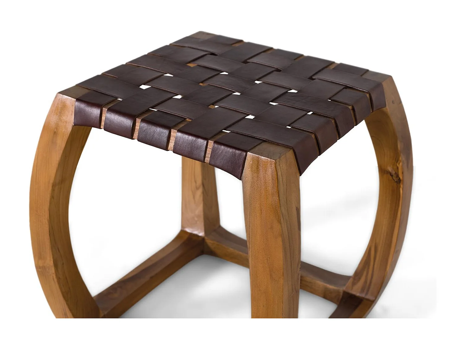Tabouret artisanal en bois de mindi massif