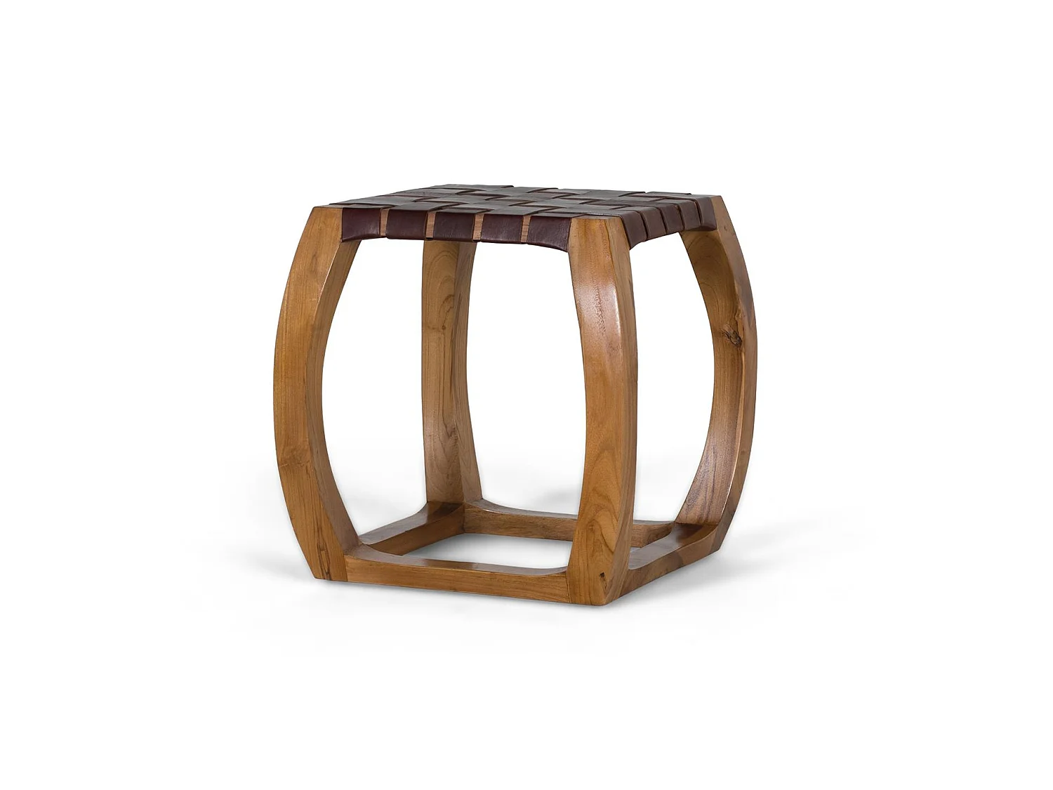 Tabouret en bois d'acacia 45 cm, style contemporain - 46 x 45 x 45 cm