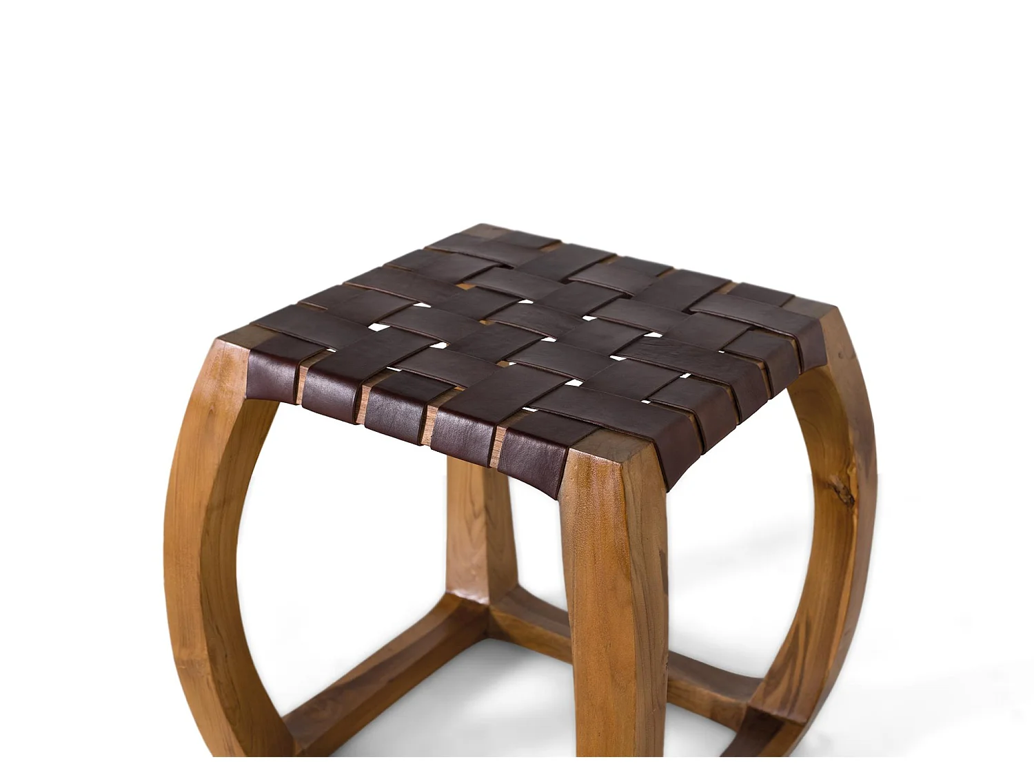 Tabouret en bois d'acacia 45 cm, style contemporain - 46 x 45 x 45 cm
