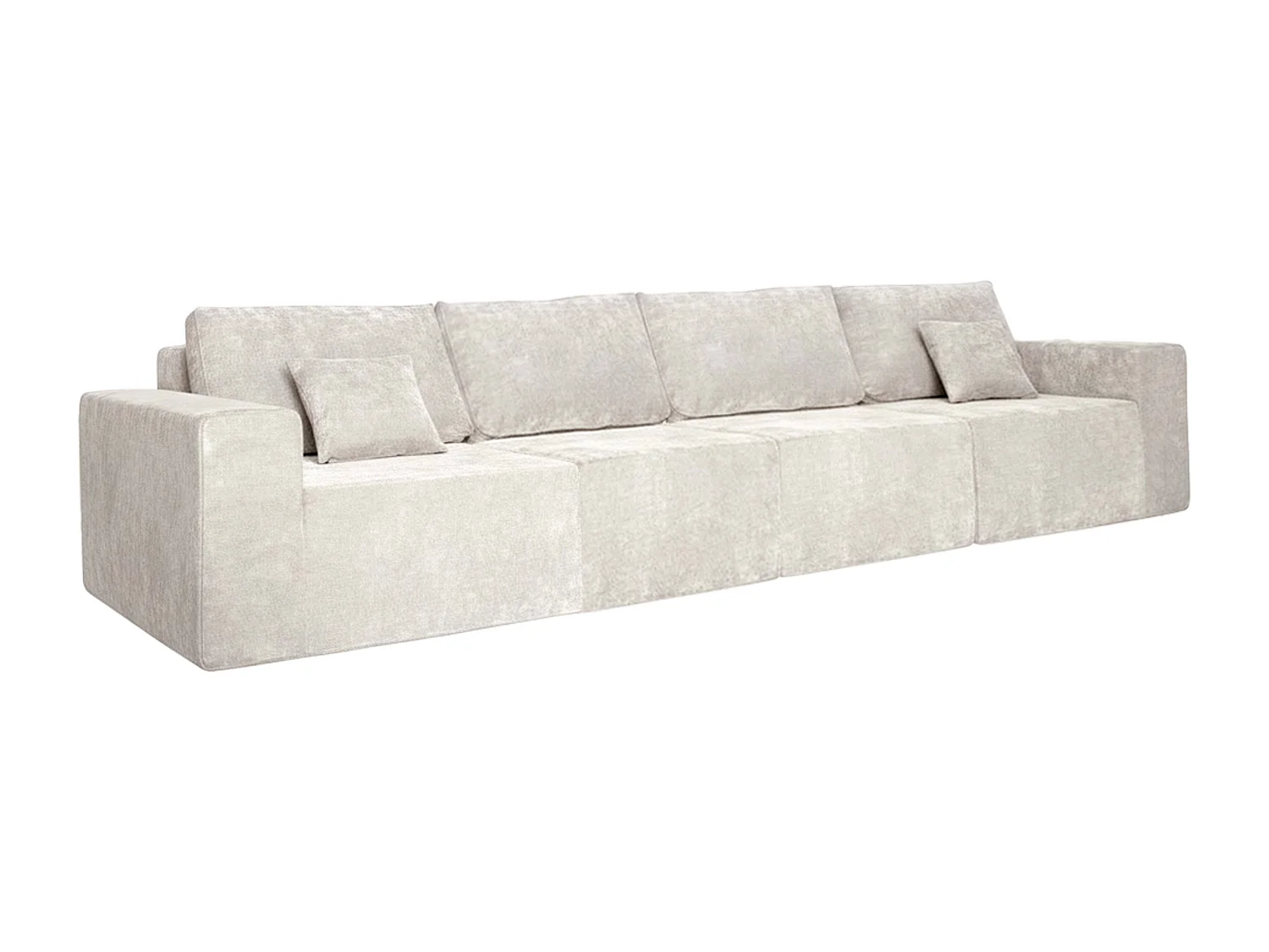 4-zits modulaire bank in stof met ecru kussens L 350 cm