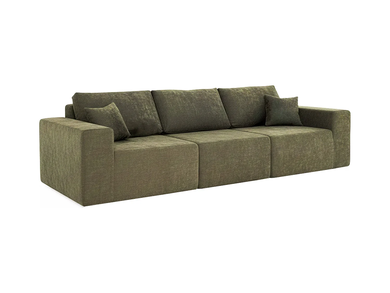 Canapé modulable 3 places en tissu avec coussins vert