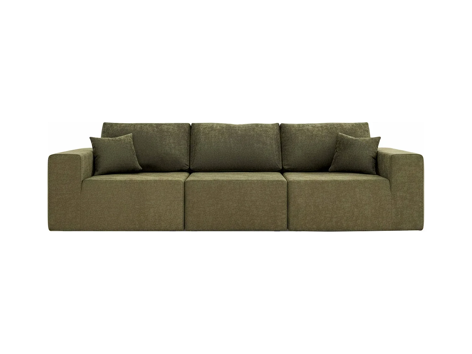 Canapé modulable 3 places en tissu avec coussins vert