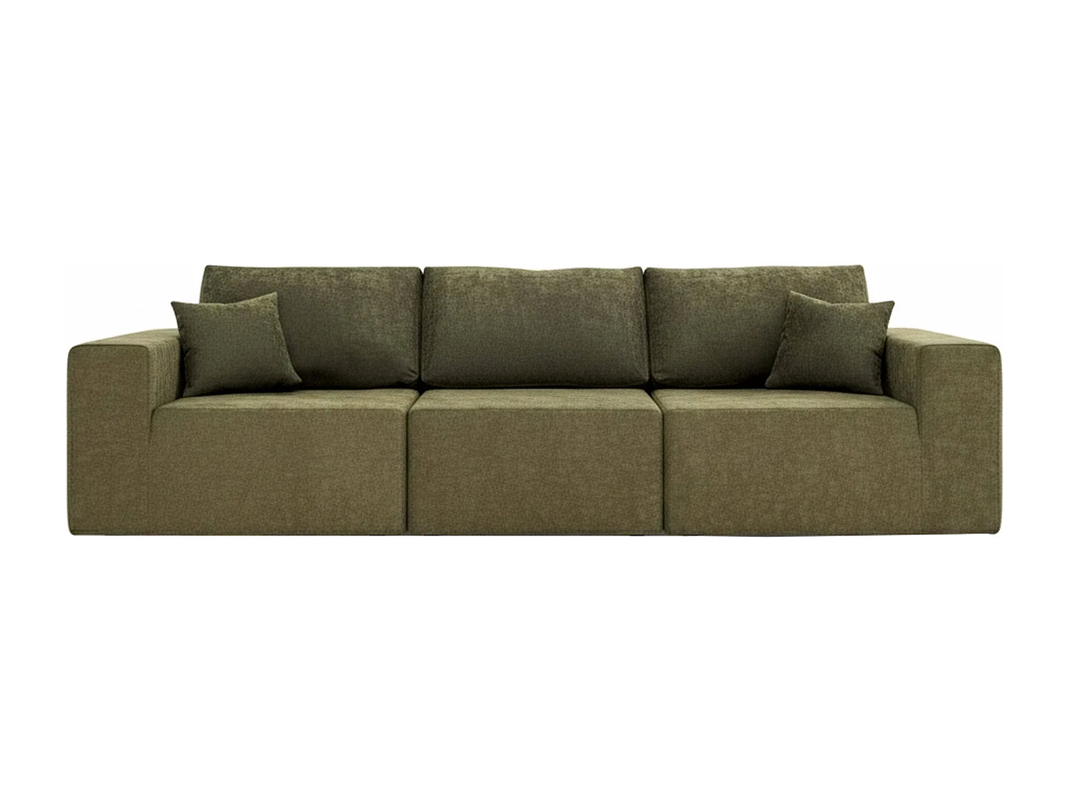 Canapé modulable 3 places en tissu avec coussins vert L 275 cm