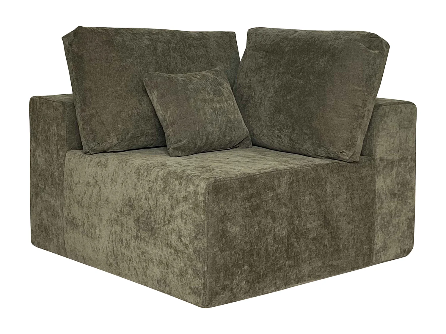 Canapé modulable d'angle 5 places en tissu avec coussins vert L 275 cm