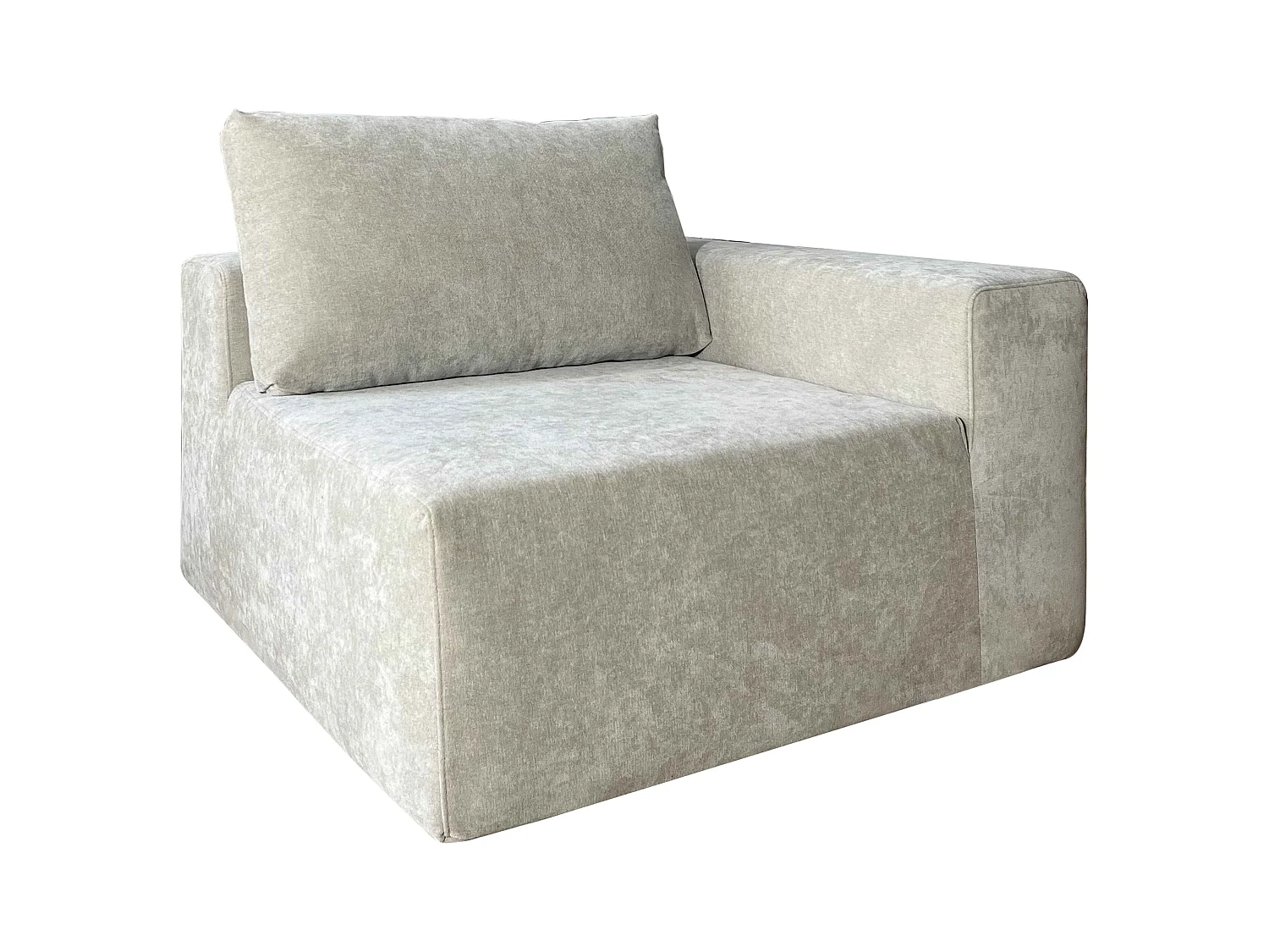 Canapé modulable 3 places en tissu avec coussins écru