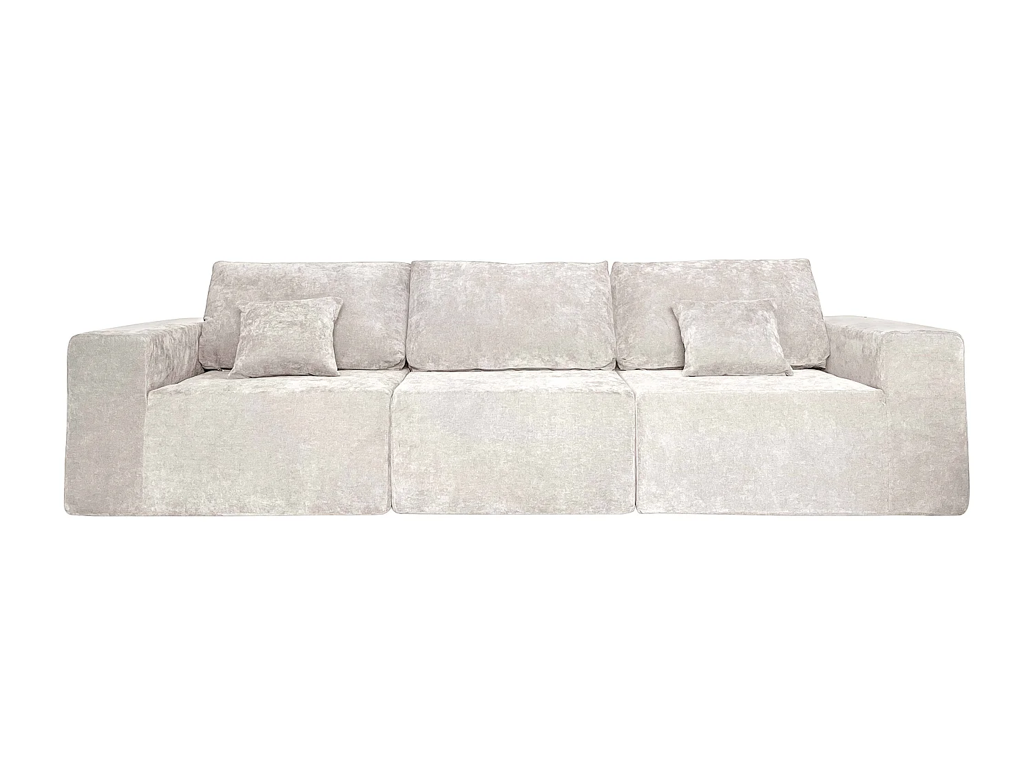 Canapé modulable 3 places en tissu avec coussins écru  L 275 cm