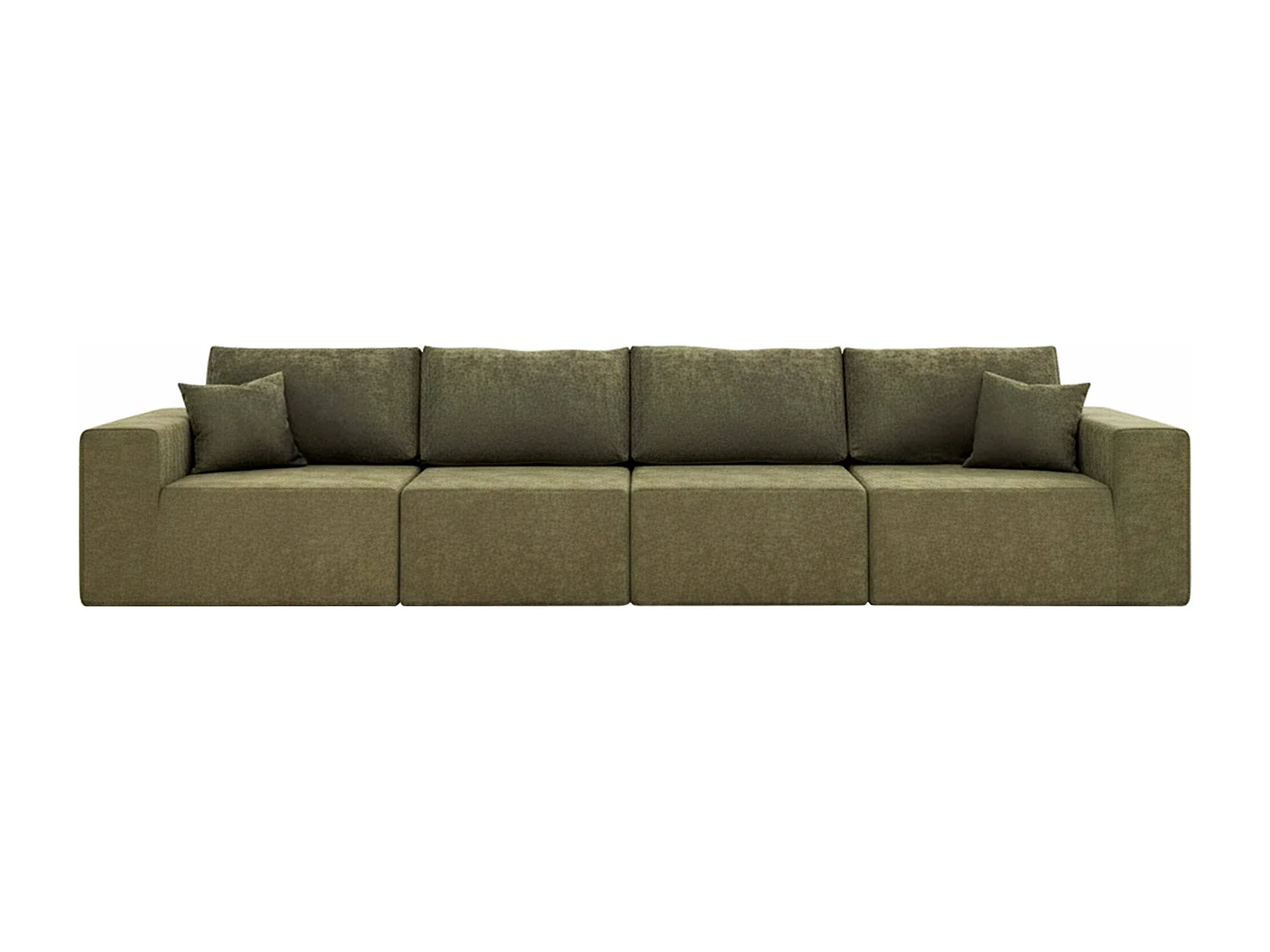 4-zits modulaire bank in stof met groene kussens L 350 cm