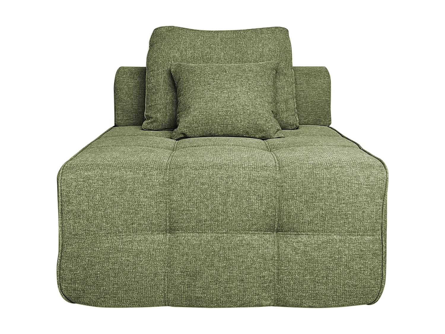 5-zits stoffen bank met ottoman en groene kussens