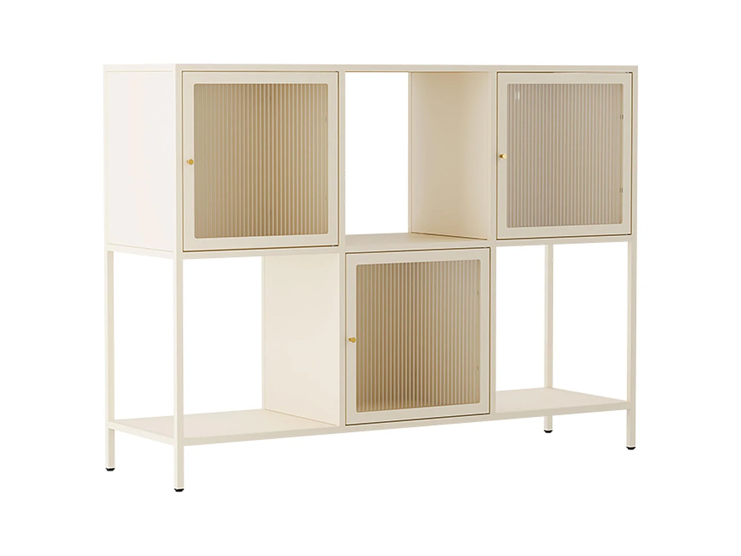 Metalen buffetkast met 3 deuren, 120 cm, ecru