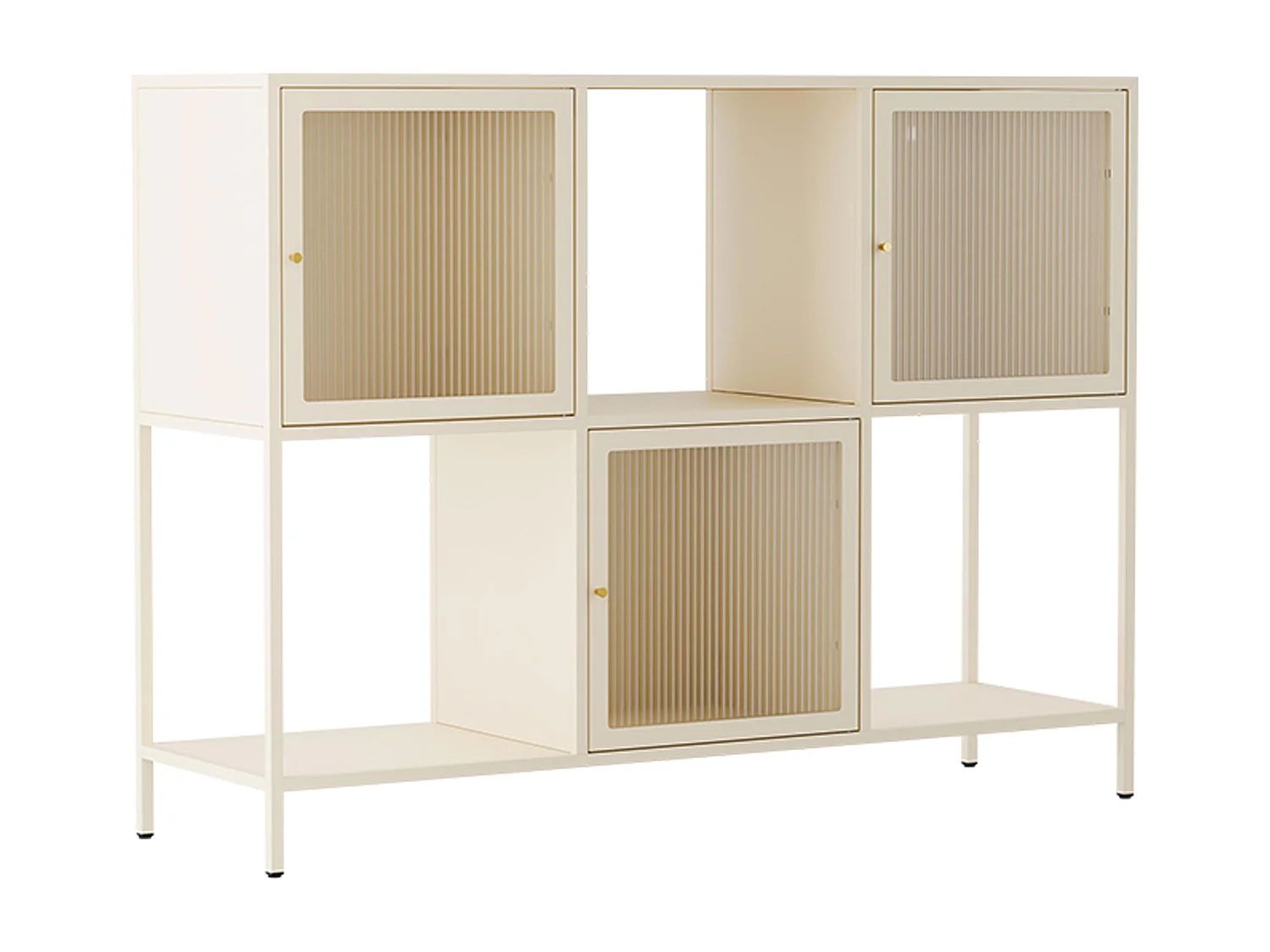 Buffet en métal 3 portes 120 cm écru