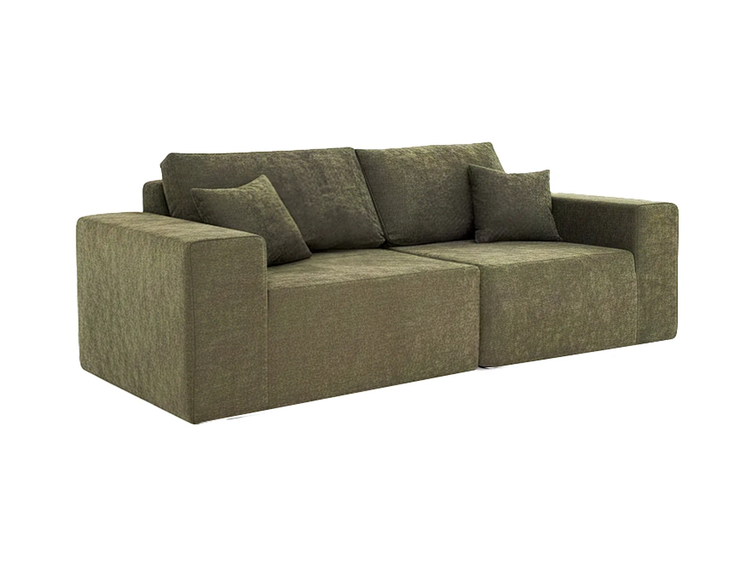 Canapé modulable 2 places en tissu avec coussins vert