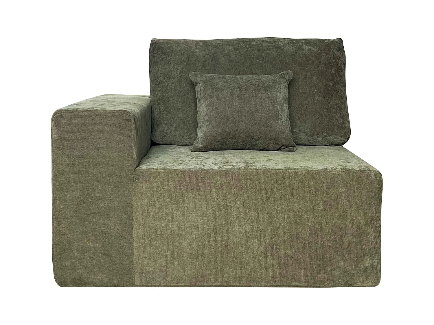 Canapé modulable 2 places en tissu avec coussins vert