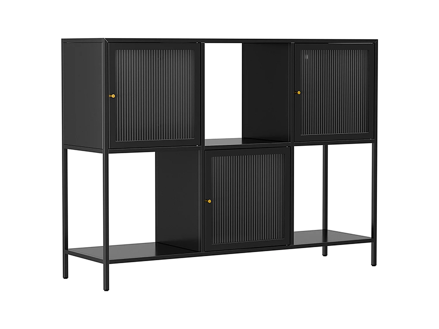 Metalen buffetkast met 3 deuren, 120 cm, zwart