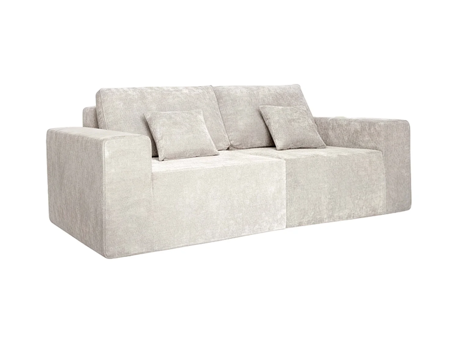 Canapé modulable 2 places en tissu avec coussins écru