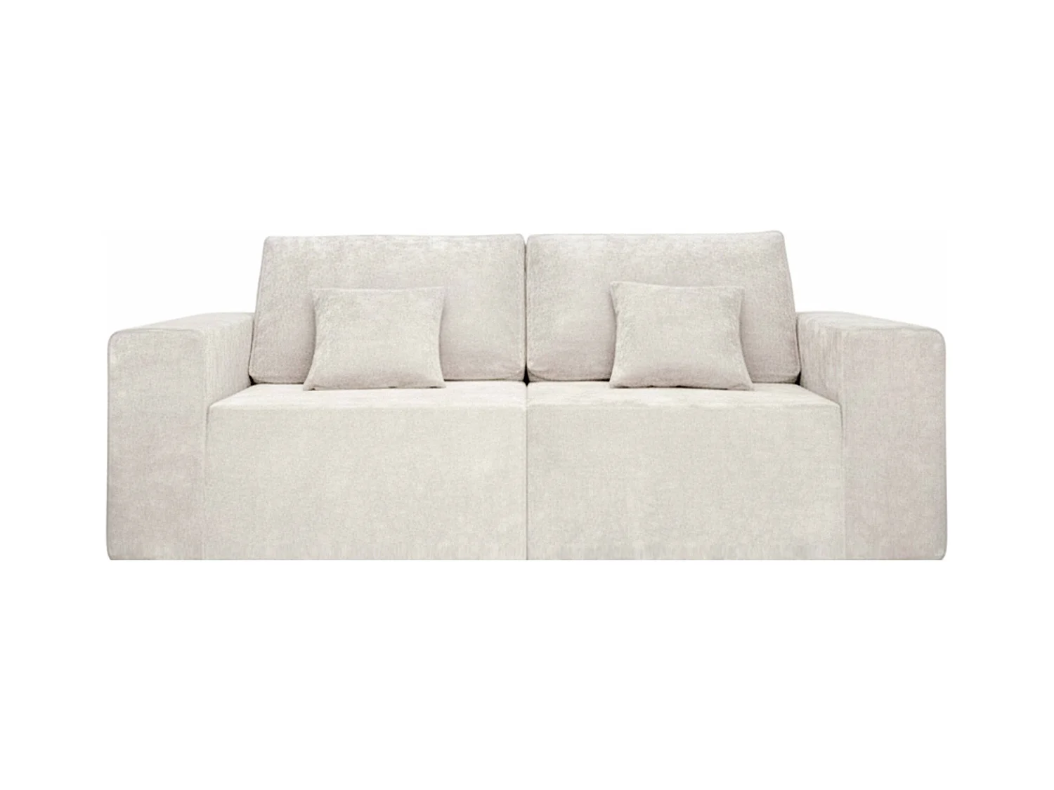 Canapé modulable 2 places en tissu avec coussins écru