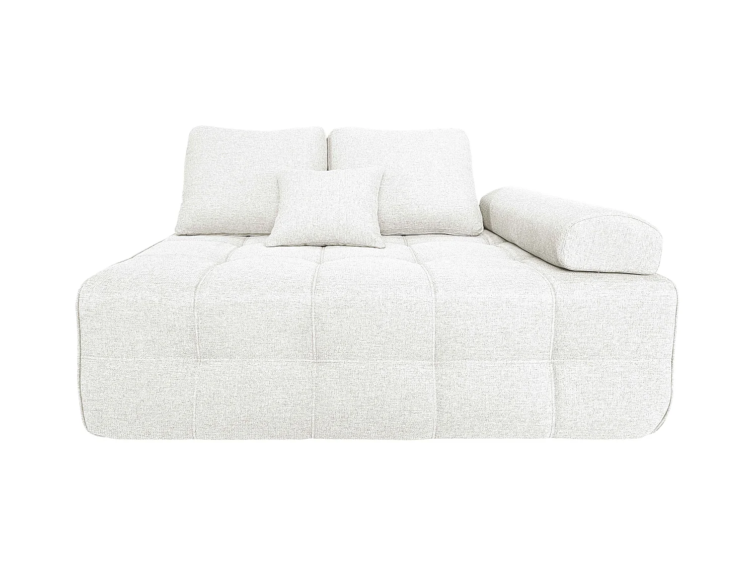 Canapé modulable 5 places en tissu avec pouf écru