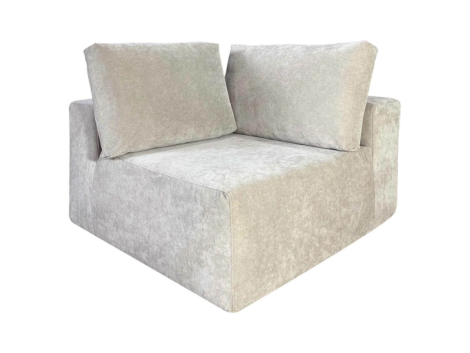 Fauteuil d'angle pour canapé modulable en tissu ecru