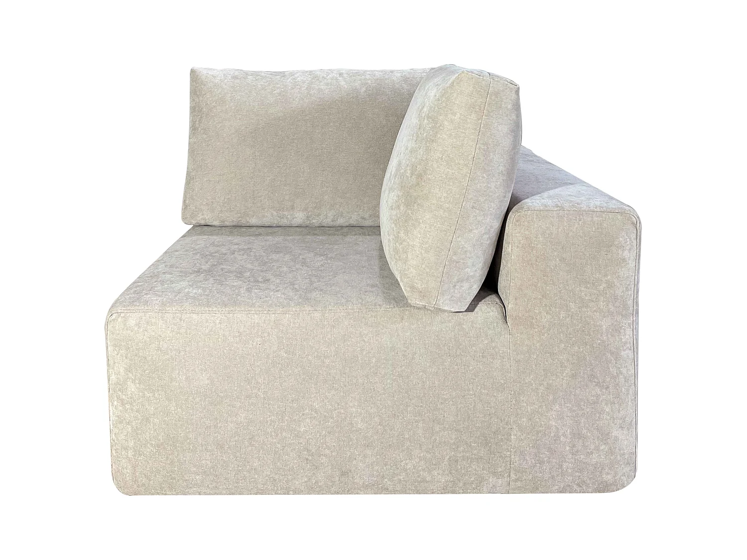 Fauteuil d'angle pour canapé modulable en tissu ecru