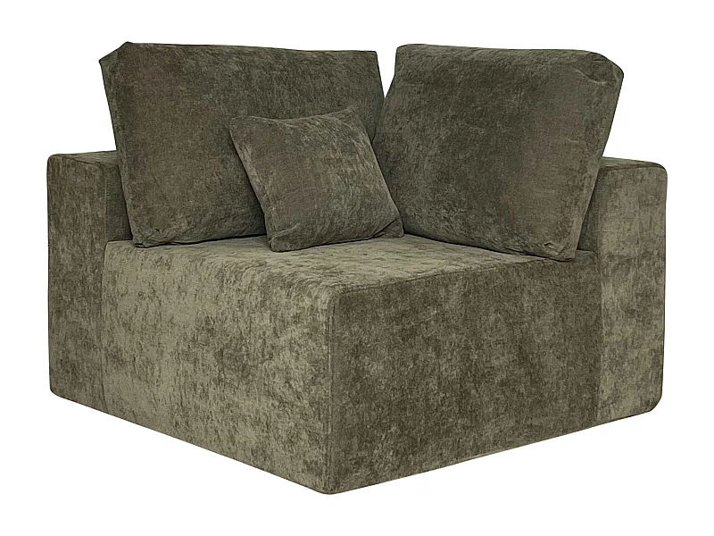 Fauteuil d'angle pour canapé modulable en tissu vert L 100 cm