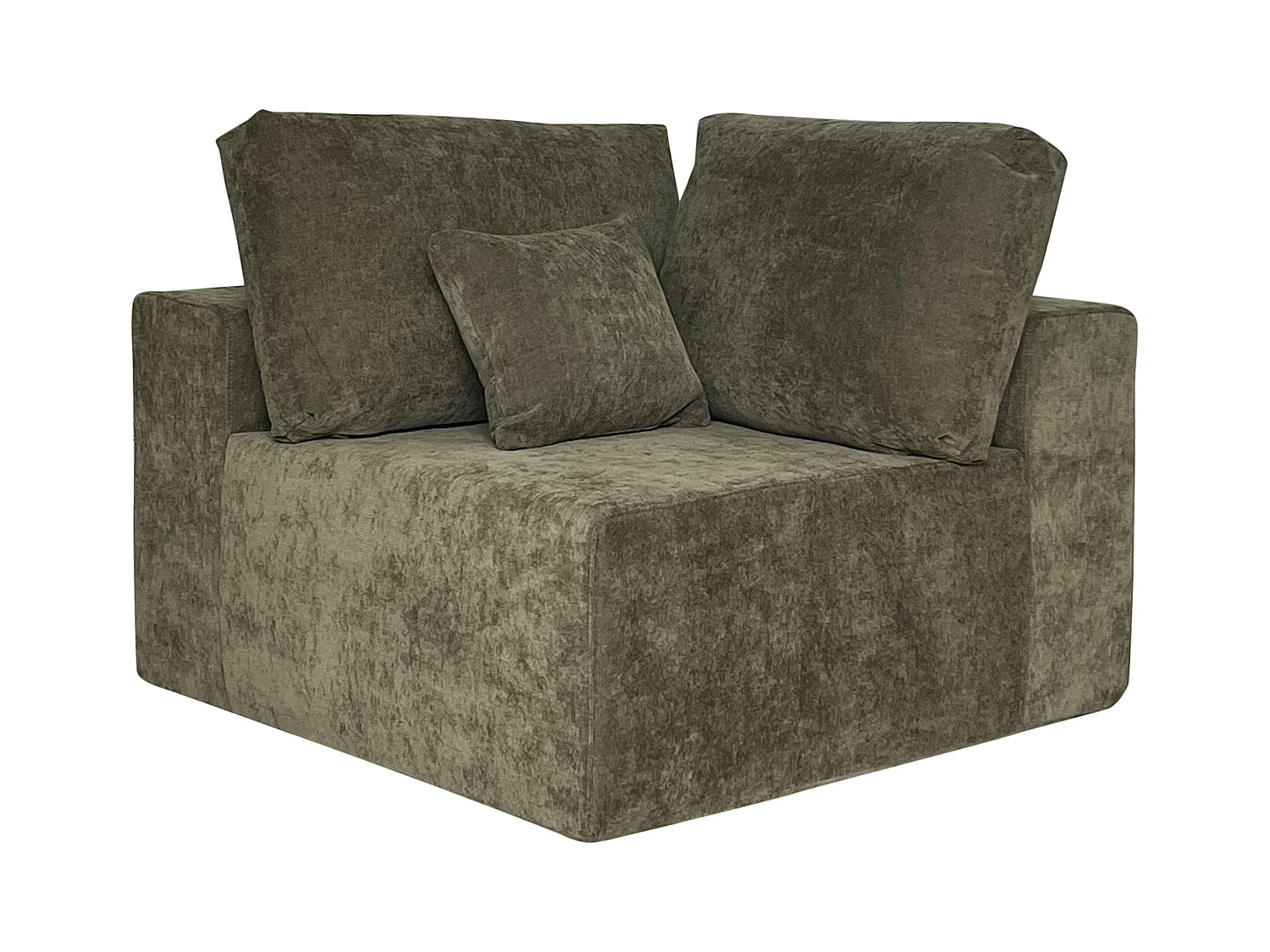 Fauteuil d'angle pour canapé modulable en tissu vert