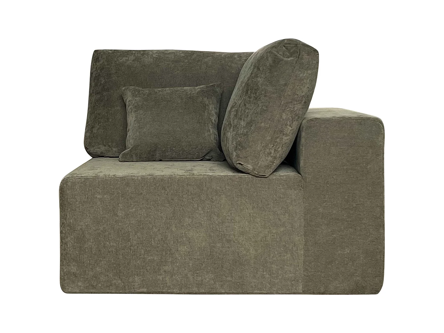 Fauteuil d'angle pour canapé modulable en tissu vert