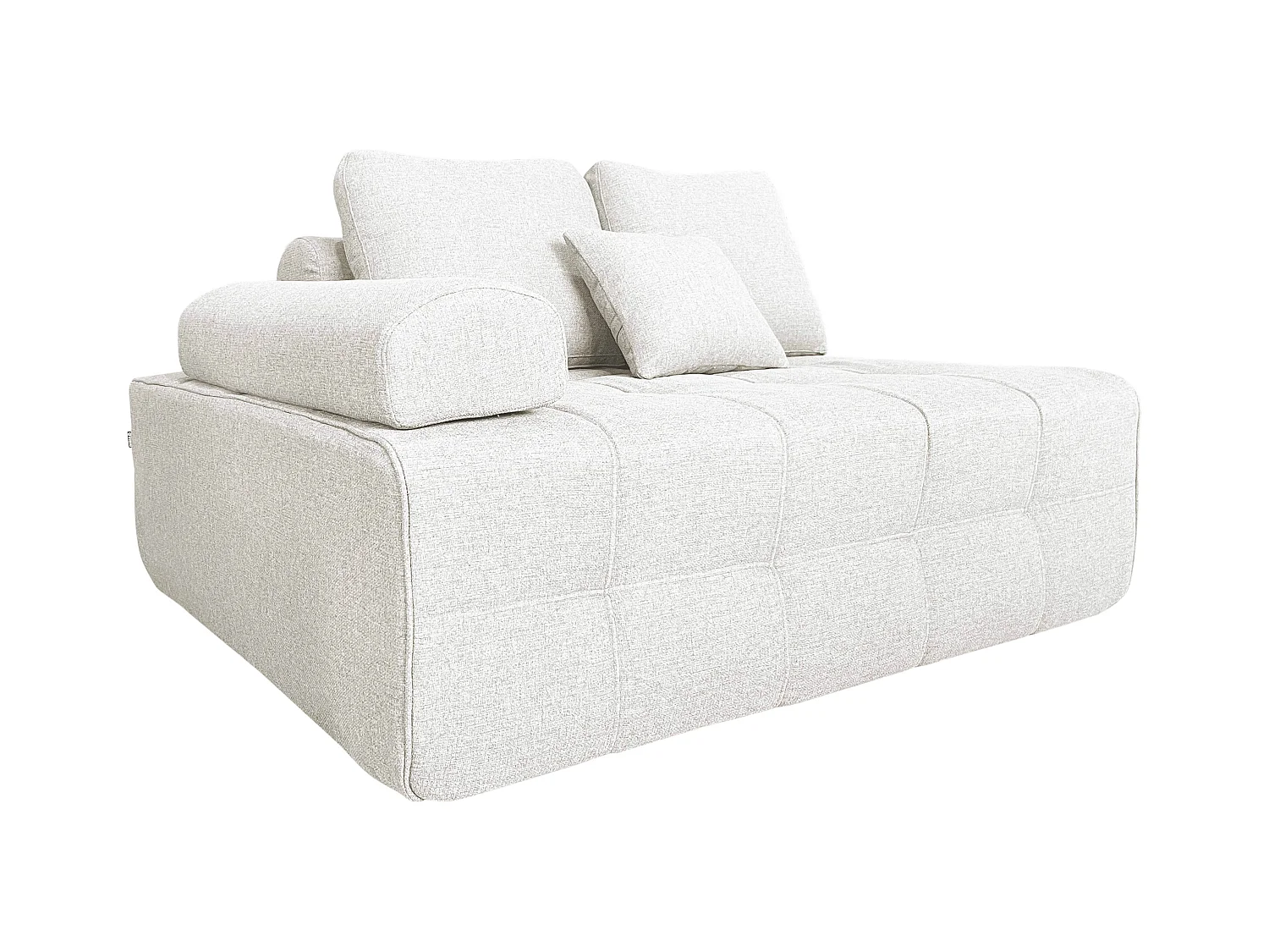 Fauteuil droit pour canapé modulable en tissu avec coussins écru