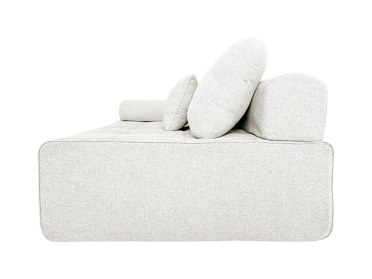 Fauteuil droit pour canapé modulable en tissu avec coussins écru