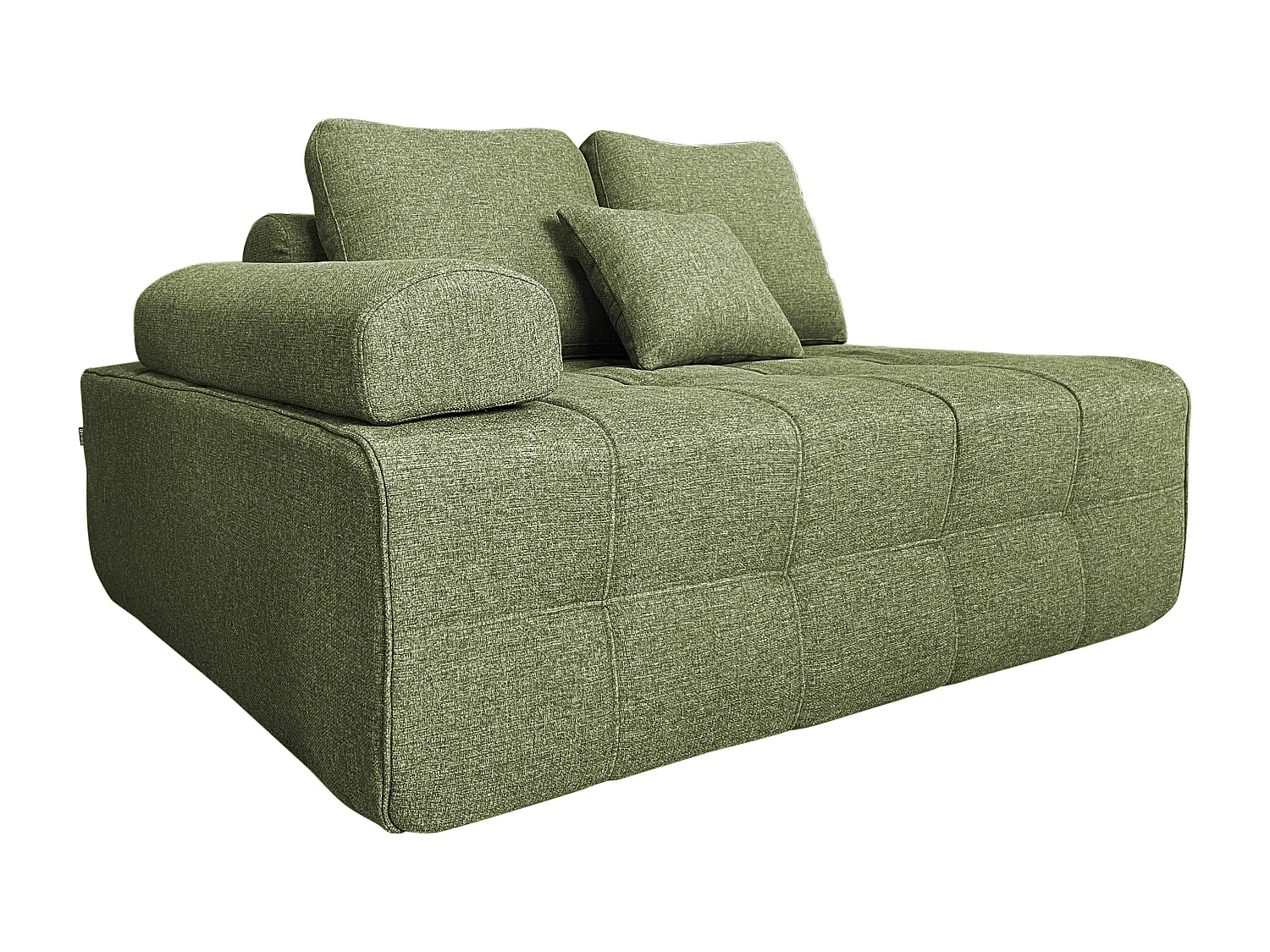 Rechterfauteuil bij modulaire stoffen bank met groene  L 140 cm